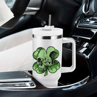 St Patricks Day Lucky Shamrock Skull Gift Tumbler With Handle