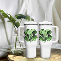 St Patricks Day Lucky Shamrock Skull Gift Tumbler With Handle