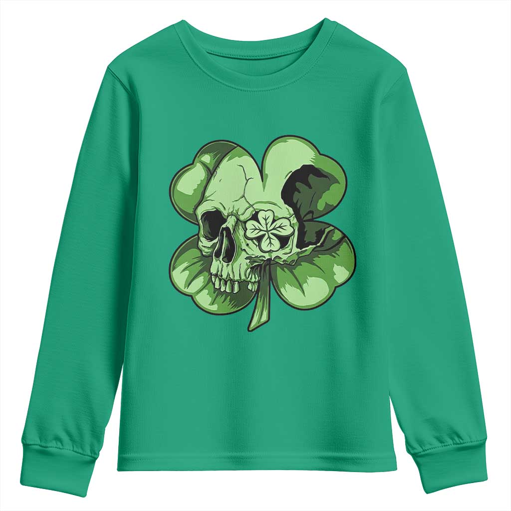 St Patricks Day Lucky Shamrock Skull Gift Youth Sweatshirt