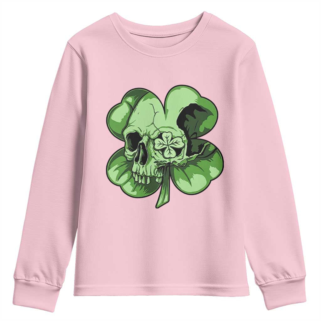 St Patricks Day Lucky Shamrock Skull Gift Youth Sweatshirt