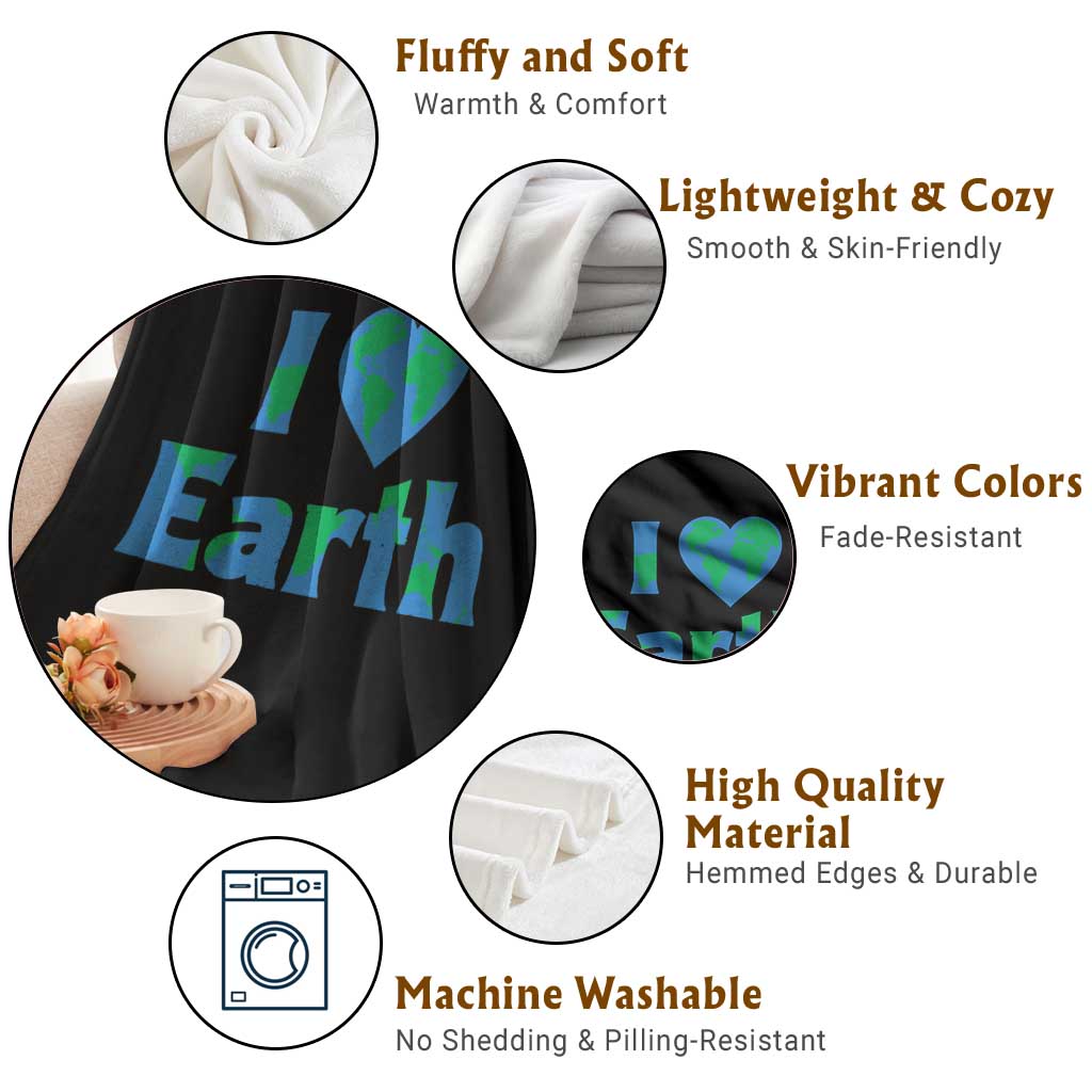 Earth Day Environmental Activism Throw Blanket I Love Earth