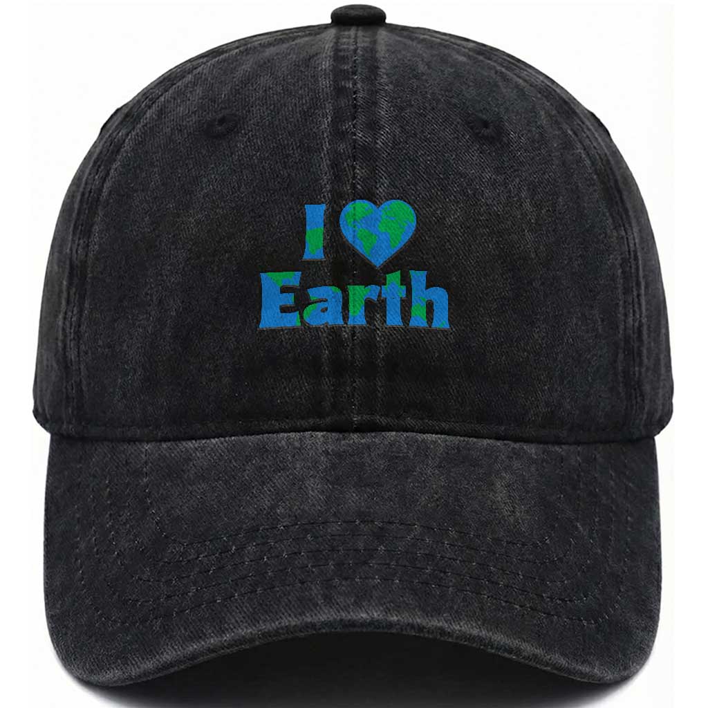 Earth Day Environmental Activism Washed Cotton Baseball Cap I Love Earth