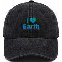 Earth Day Environmental Activism Washed Cotton Baseball Cap I Love Earth