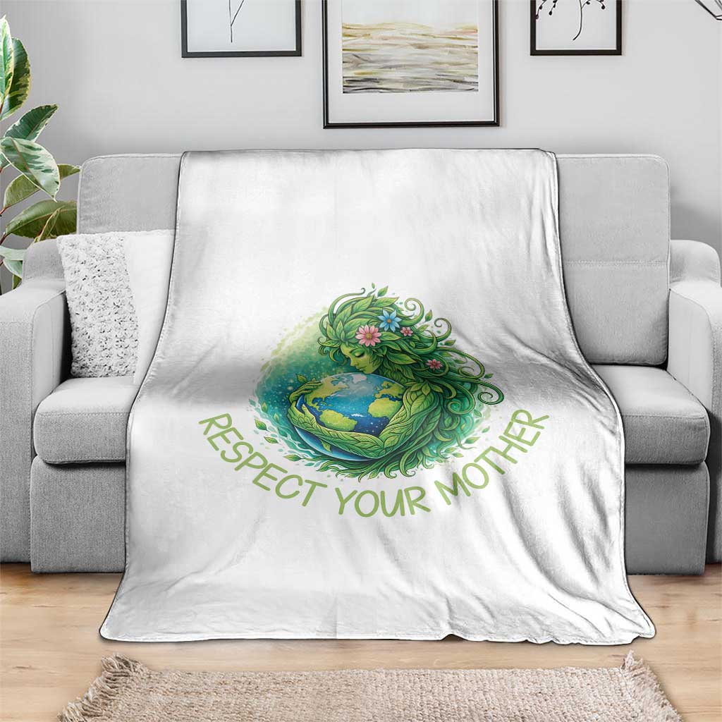 Respect Your Mother Throw Blanket Earth Mother Hugging Planet