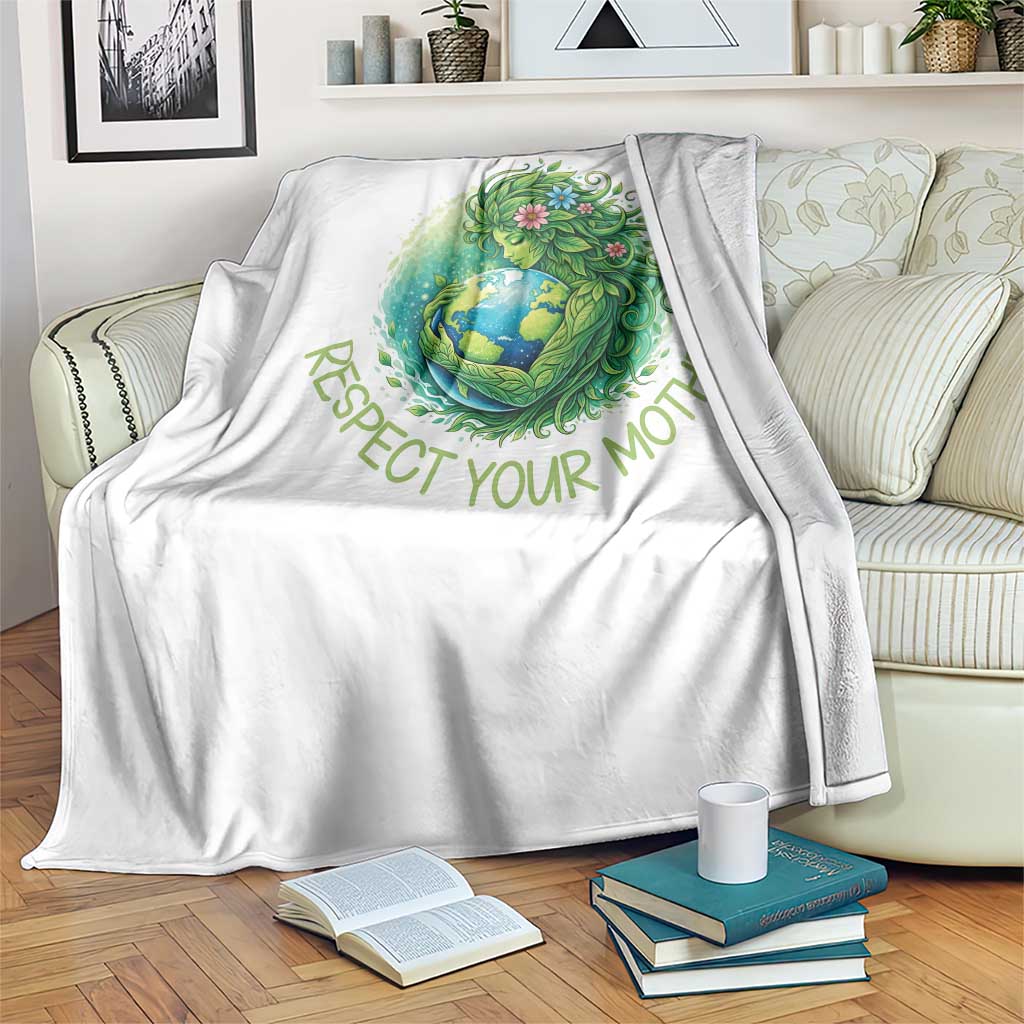 Respect Your Mother Throw Blanket Earth Mother Hugging Planet