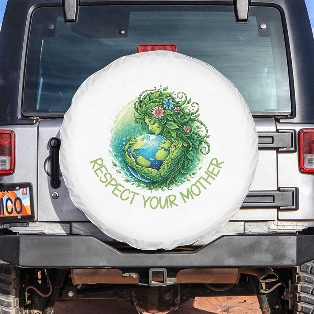 Respect Your Mother Spare Tire Cover Earth Mother Hugging Planet