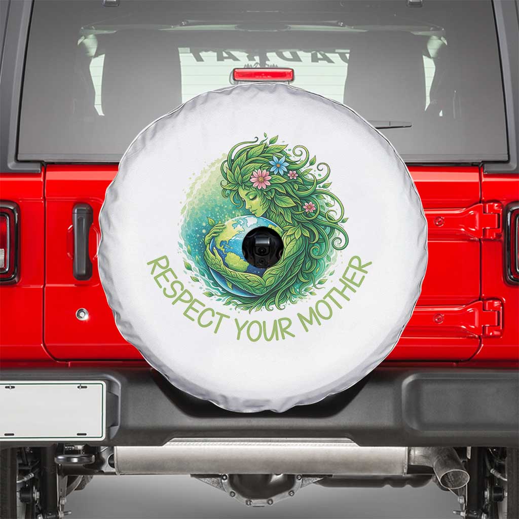Respect Your Mother Spare Tire Cover Earth Mother Hugging Planet