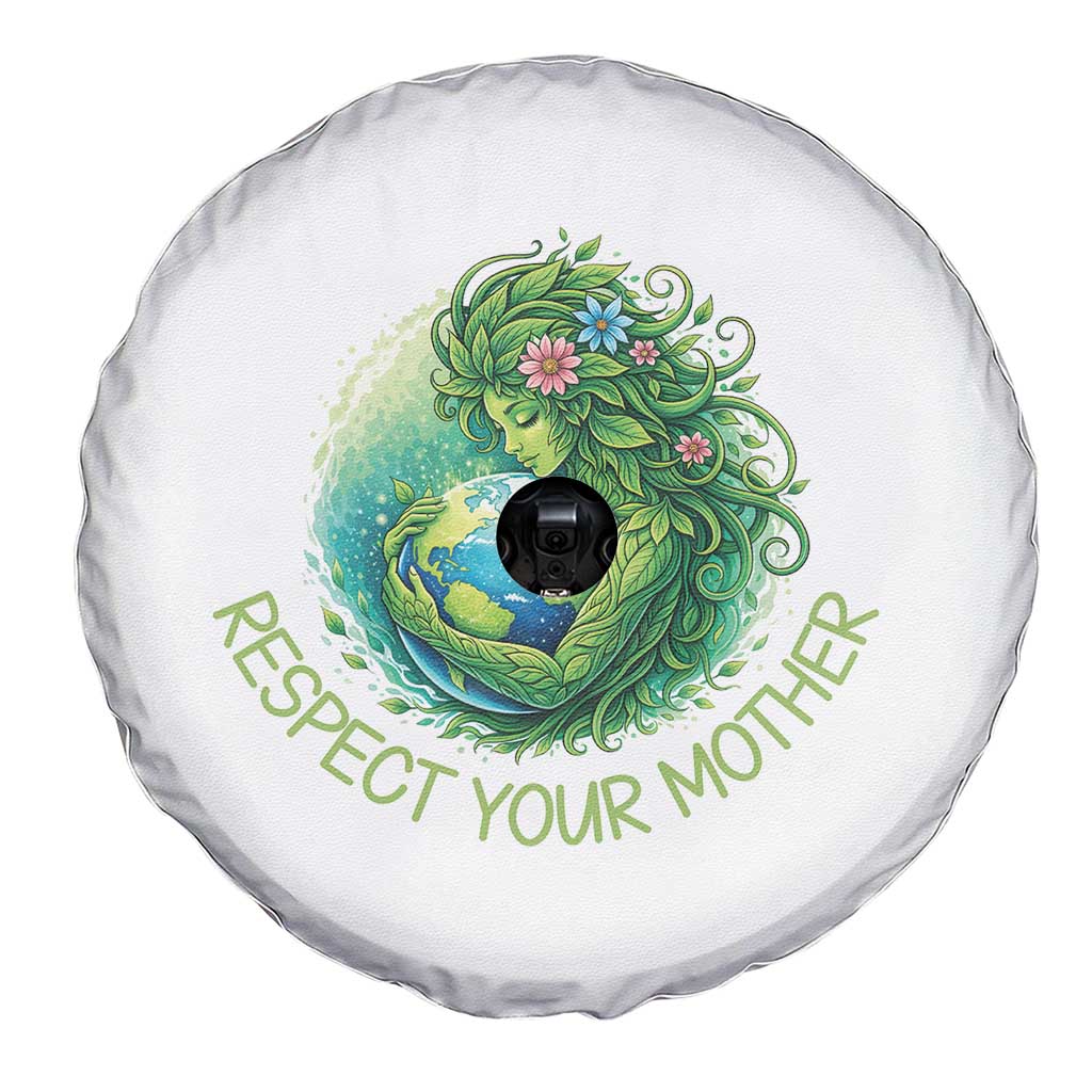 Respect Your Mother Spare Tire Cover Earth Mother Hugging Planet