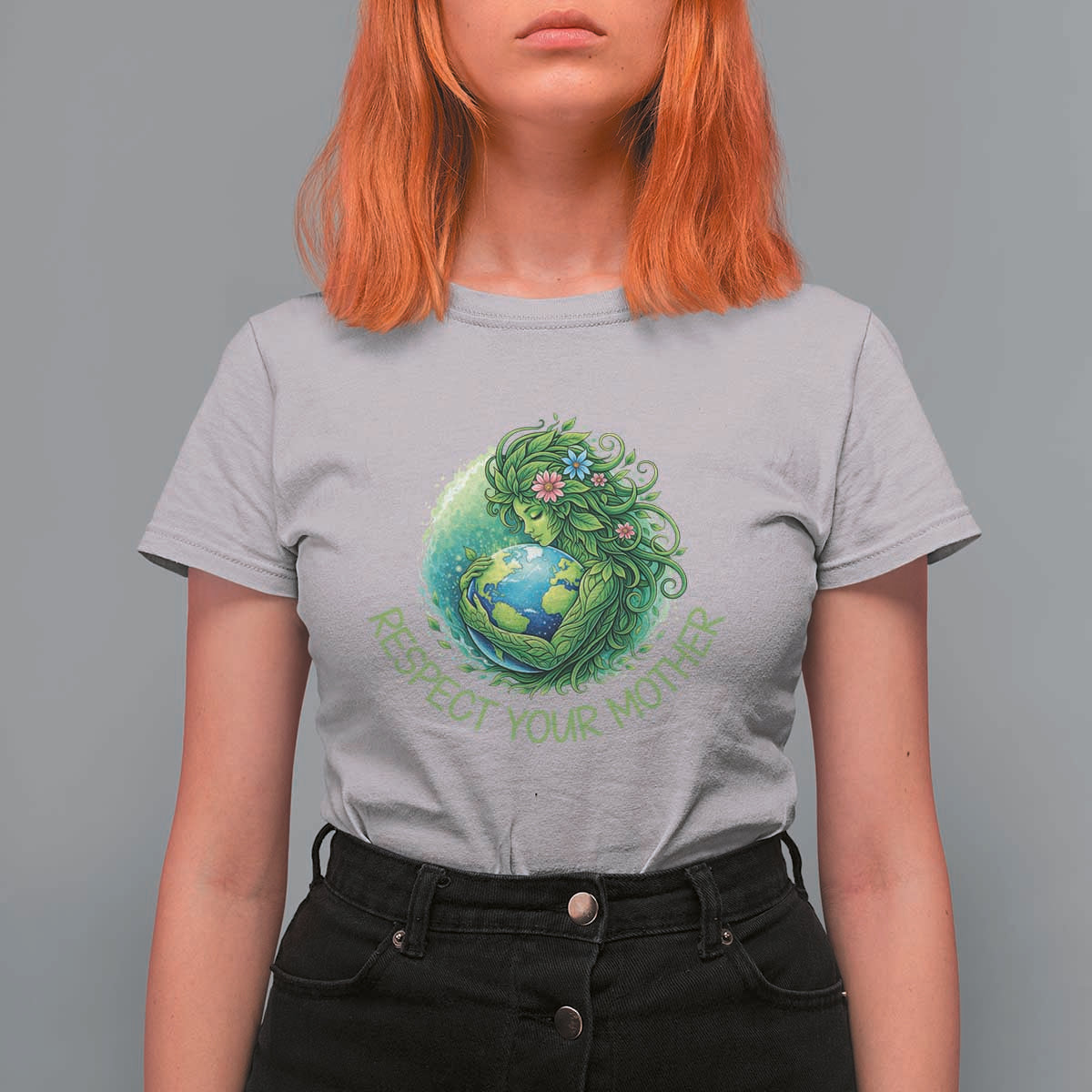 Respect Your Mother T Shirt For Women Earth Mother Hugging Planet