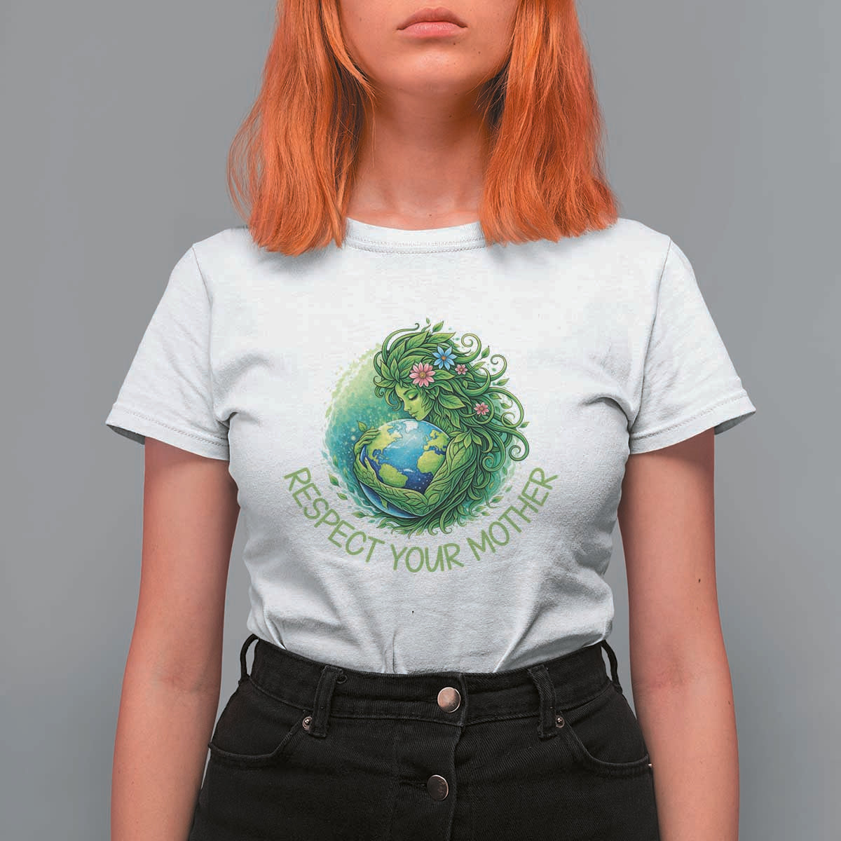 Respect Your Mother T Shirt For Women Earth Mother Hugging Planet