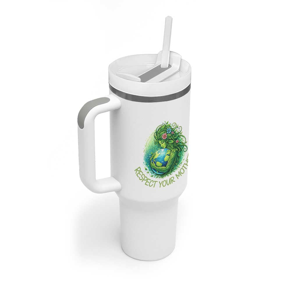 Respect Your Mother Tumbler With Handle Earth Mother Hugging Planet
