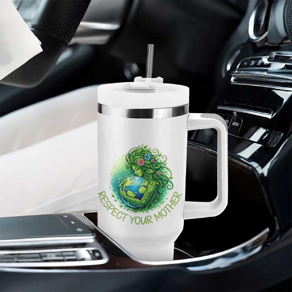 Respect Your Mother Tumbler With Handle Earth Mother Hugging Planet