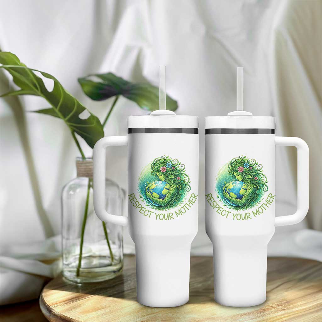 Respect Your Mother Tumbler With Handle Earth Mother Hugging Planet