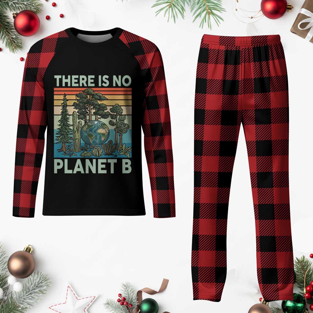 Vintage There Is No Planet B Earth Day Gift Plaid Pajama Set