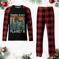 Vintage There Is No Planet B Earth Day Gift Plaid Pajama Set