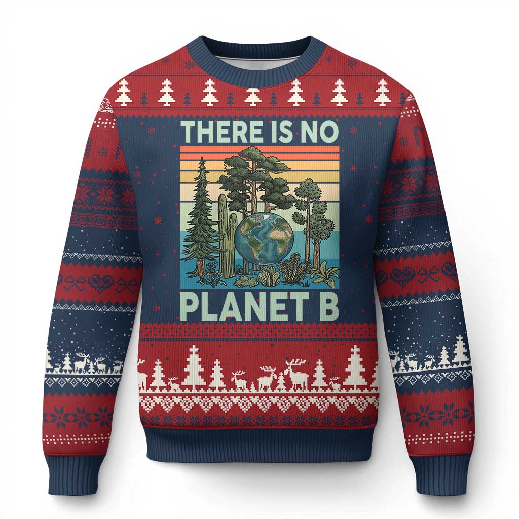 Vintage There Is No Planet B Earth Day Gift Ugly Christmas Sweater