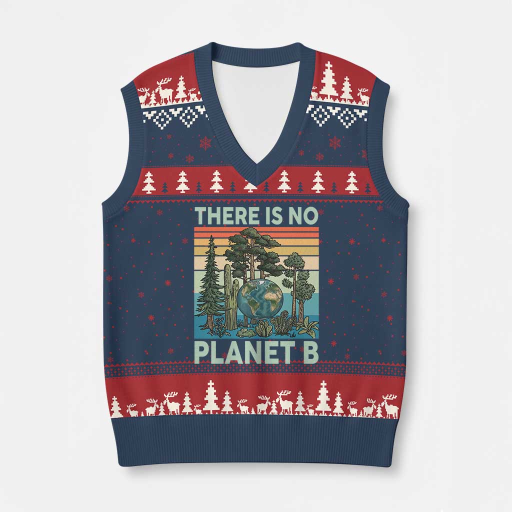 Vintage There Is No Planet B Earth Day Gift V-Neck Knit Sweater Vest