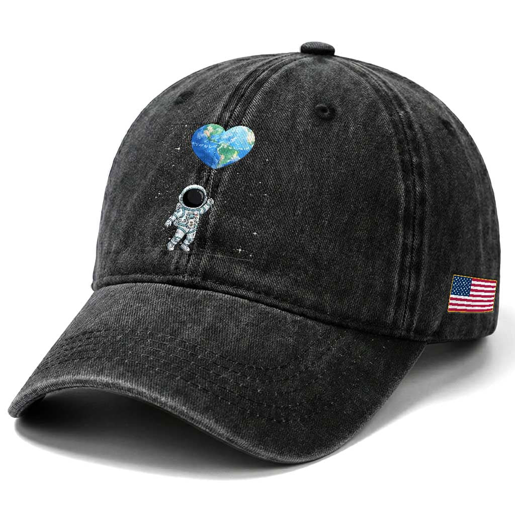 Astronaut Protect The Planet Washed Cotton Baseball Cap Earth Day Gift