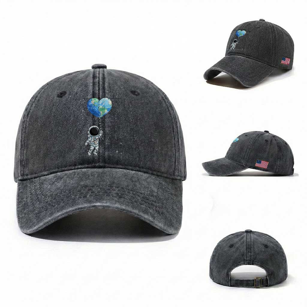 Astronaut Protect The Planet Washed Cotton Baseball Cap Earth Day Gift
