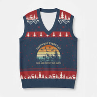 Earth Day Everyday V-Neck Knit Sweater Vest Save And Protect Our Earth