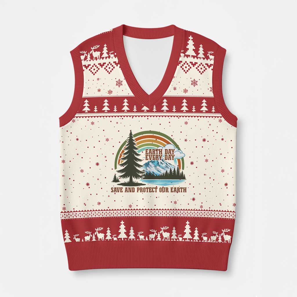 Earth Day Everyday V-Neck Knit Sweater Vest Save The Planet Nature Lover Gift