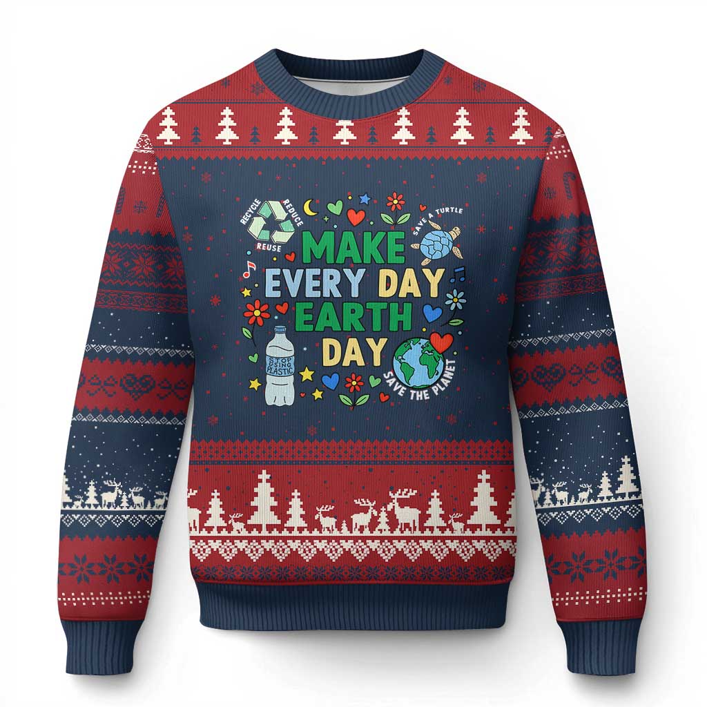 Make Every Day Earth Day Student Gift Ugly Christmas Sweater Environmental Awareness