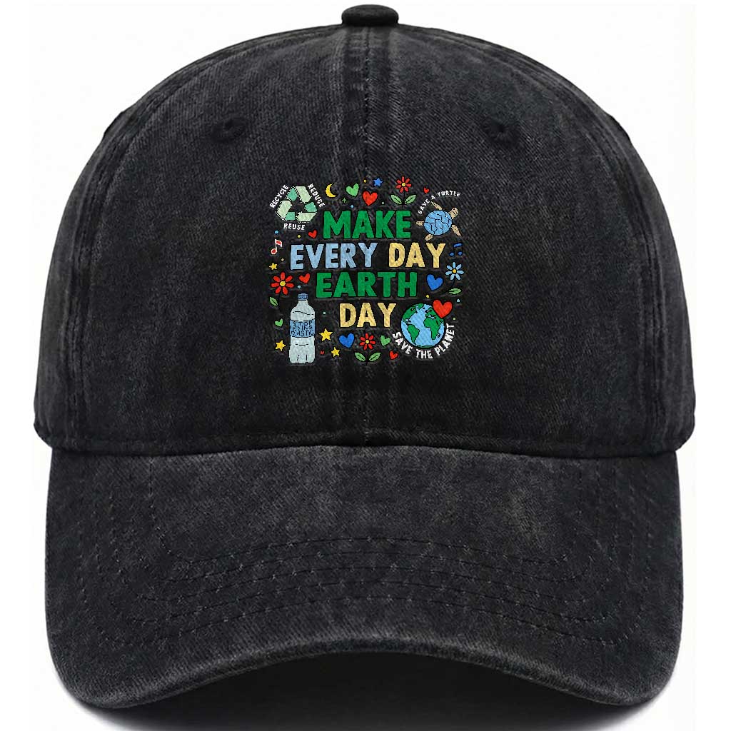 Make Every Day Earth Day Student Gift Washed Cotton Baseball Cap Environmental Awareness