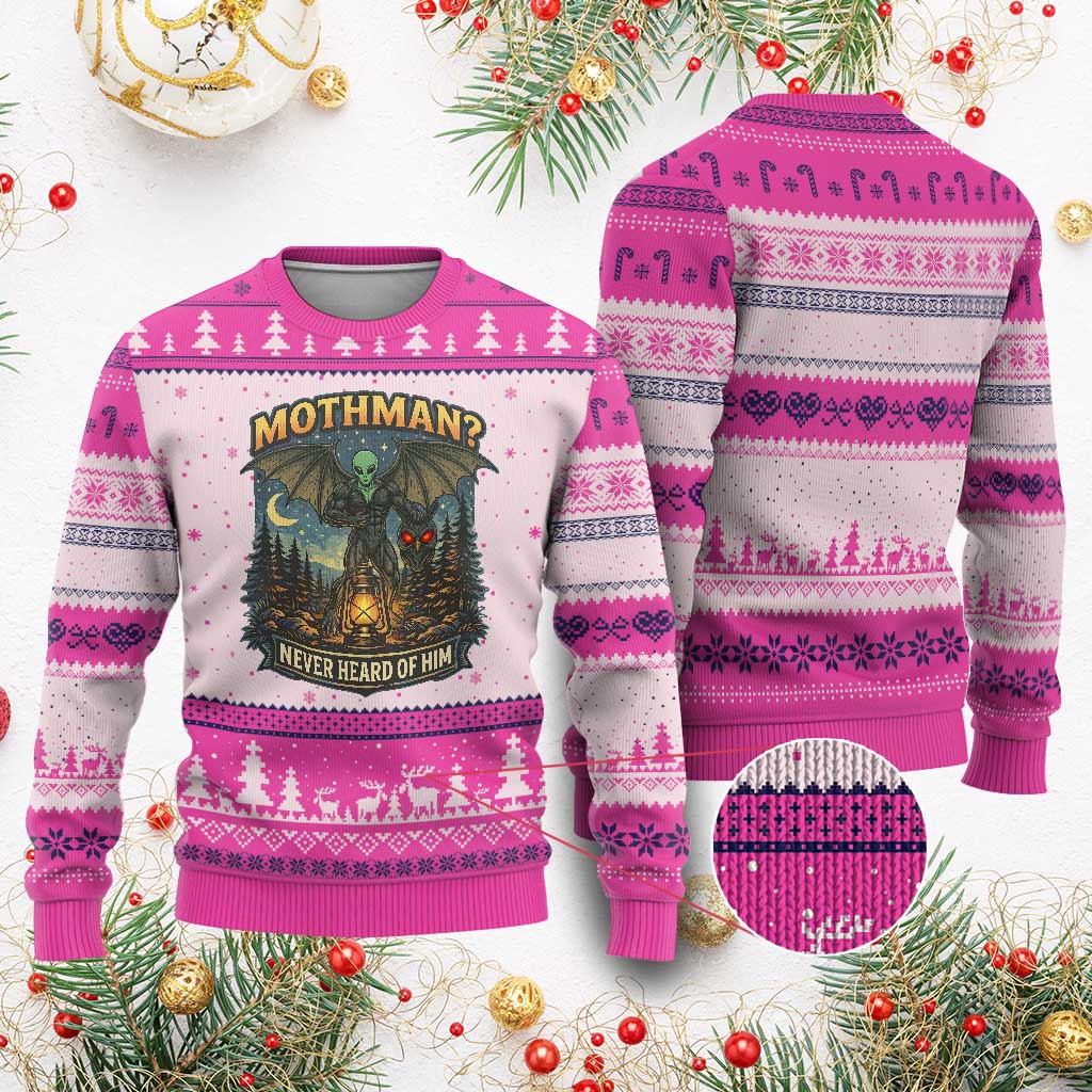Funny Mothman Cryptid Believer Ugly Christmas Sweater Never Heard Of Him