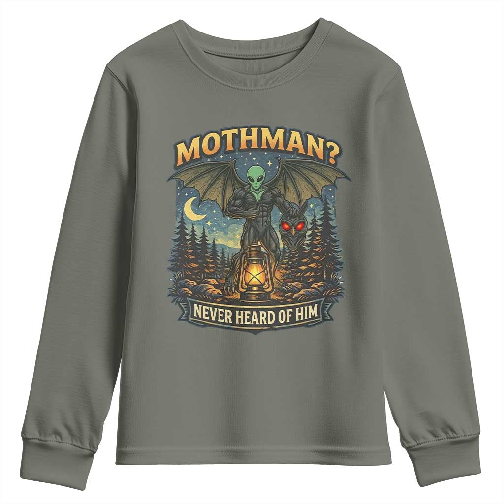 Funny Mothman Cryptid Believer Youth Sweatshirt Never Heard Of Him