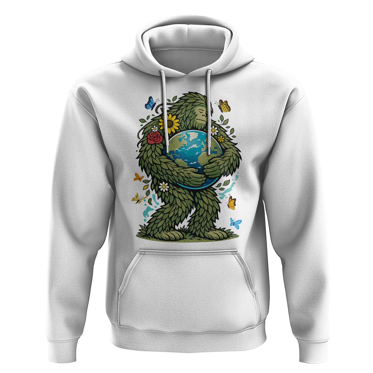 Floral Bigfoot Hugging Earth Hoodie Cottagecore Nature Lover