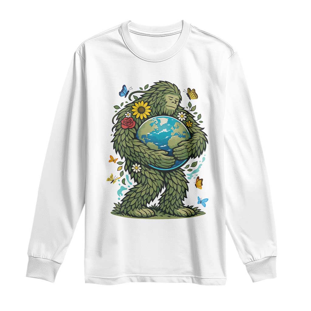 Floral Bigfoot Hugging Earth Long Sleeve Shirt Cottagecore Nature Lover