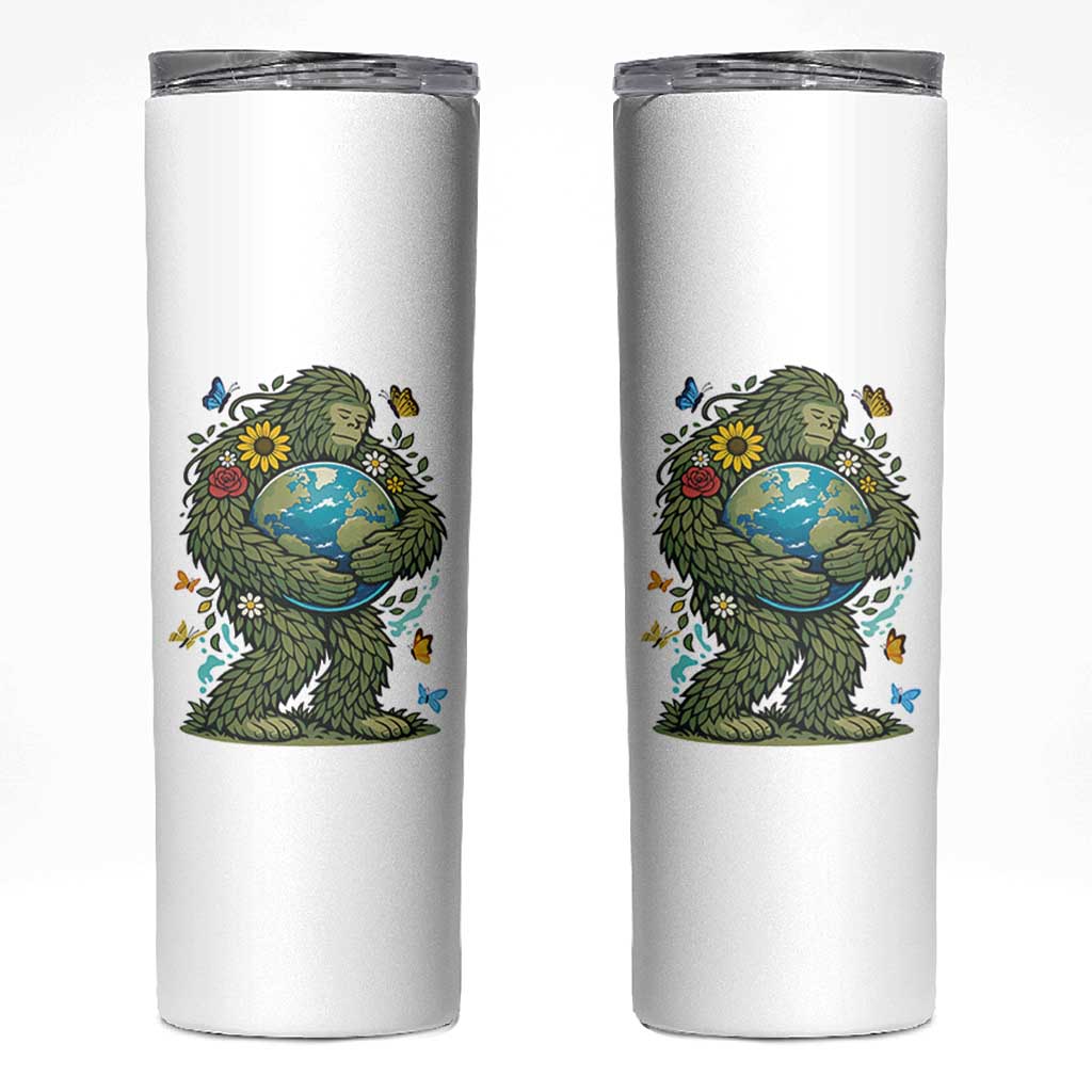 Floral Bigfoot Hugging Earth Skinny Tumbler Cottagecore Nature Lover