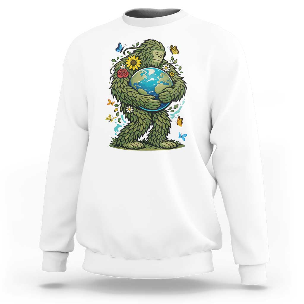 Floral Bigfoot Hugging Earth Sweatshirt Cottagecore Nature Lover
