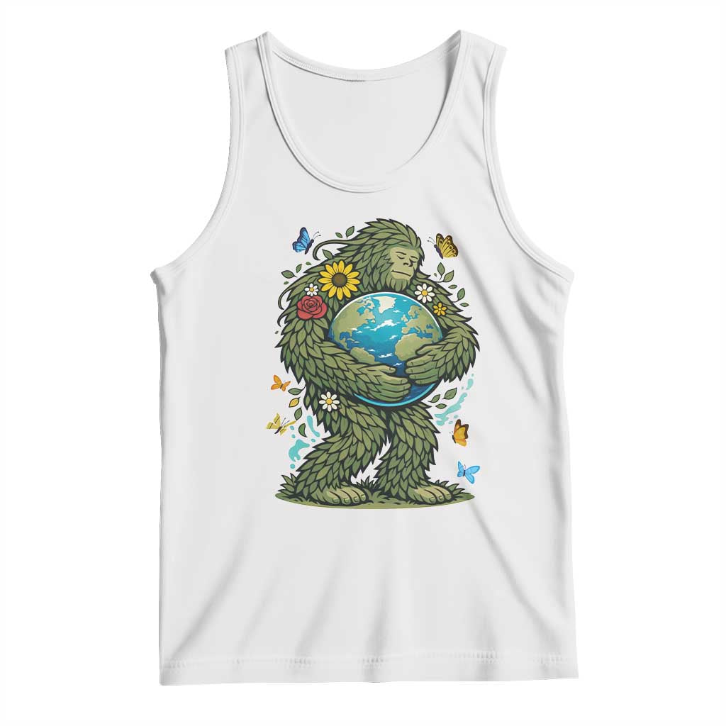 Floral Bigfoot Hugging Earth Tank Top Cottagecore Nature Lover