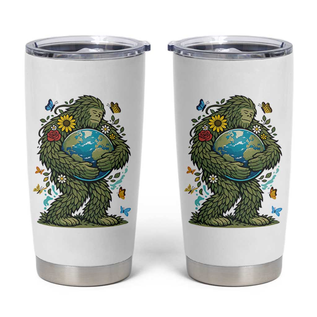 Floral Bigfoot Hugging Earth Tumbler Cup Cottagecore Nature Lover
