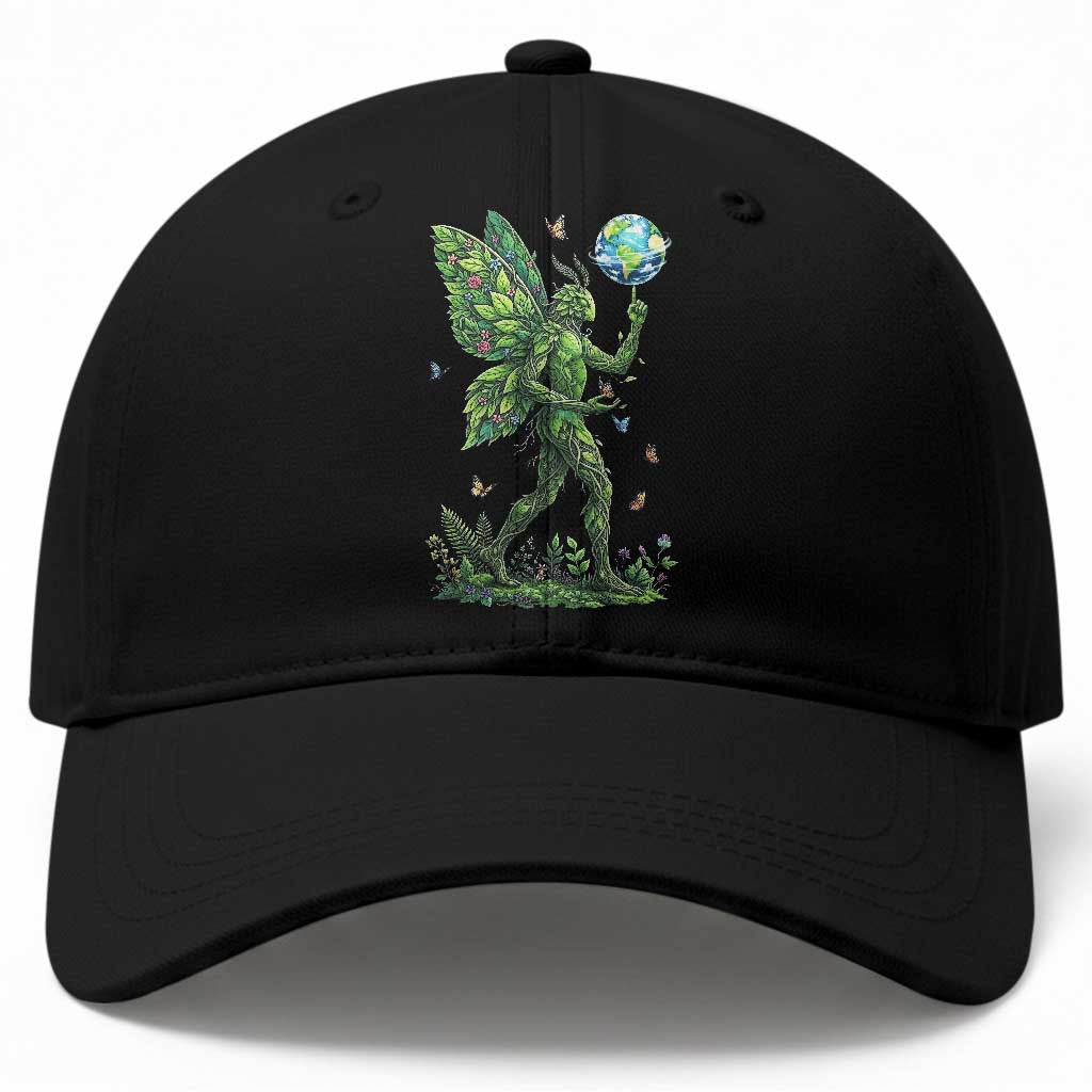 Floral Mothman With Earth Baseball Cap Cottagecore Nature Lover Cryptid