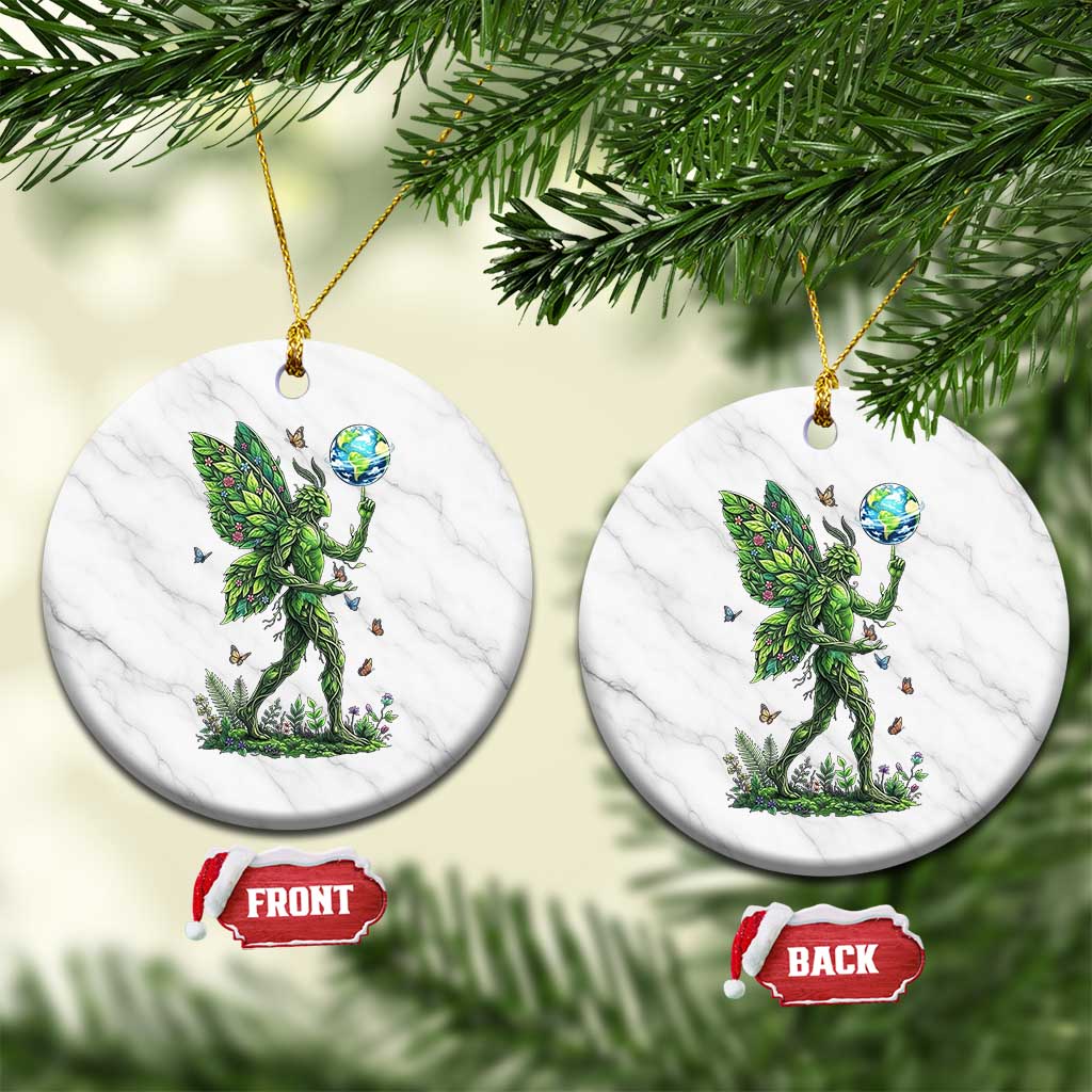 Floral Mothman With Earth Ceramic Ornament Cottagecore Nature Lover Cryptid