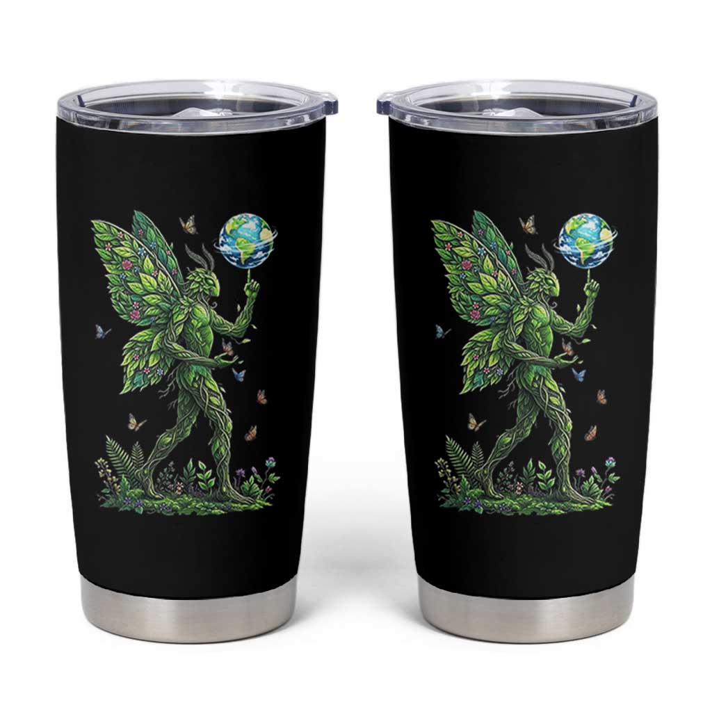Floral Mothman With Earth Tumbler Cup Cottagecore Nature Lover Cryptid