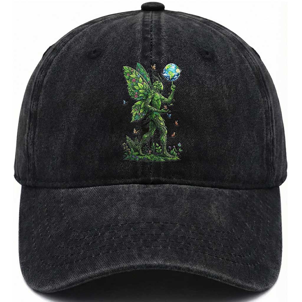 Floral Mothman With Earth Washed Cotton Baseball Cap Cottagecore Nature Lover Cryptid