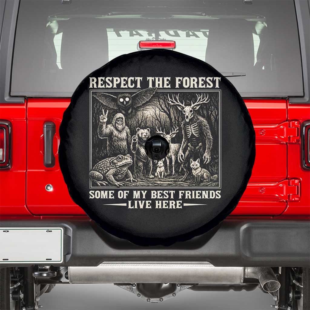 Respect The Forest My Best Friends Live Here Spare Tire Cover Cryptid Forest Lover