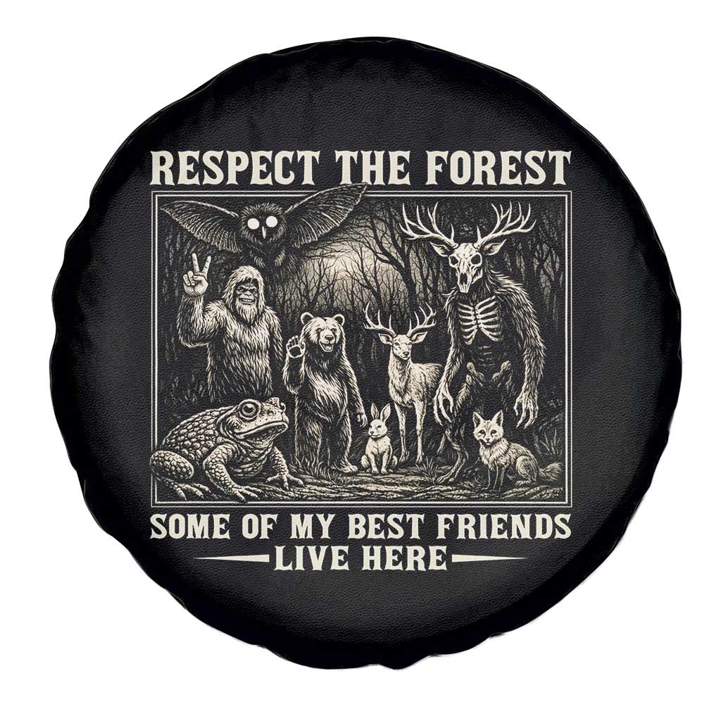 Respect The Forest My Best Friends Live Here Spare Tire Cover Cryptid Forest Lover