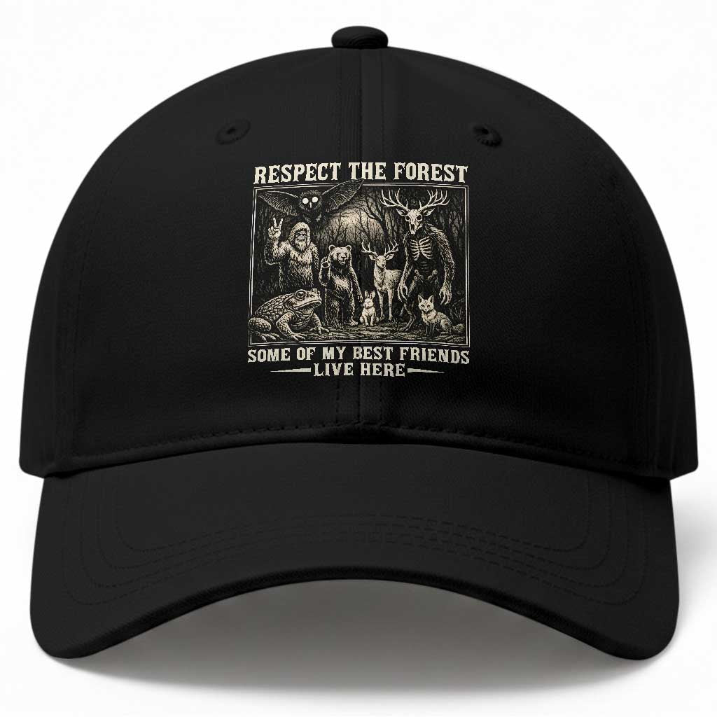 Respect The Forest My Best Friends Live Here Baseball Cap Cryptid Forest Lover