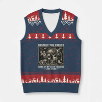 Respect The Forest My Best Friends Live Here V-Neck Knit Sweater Vest Cryptid Forest Lover