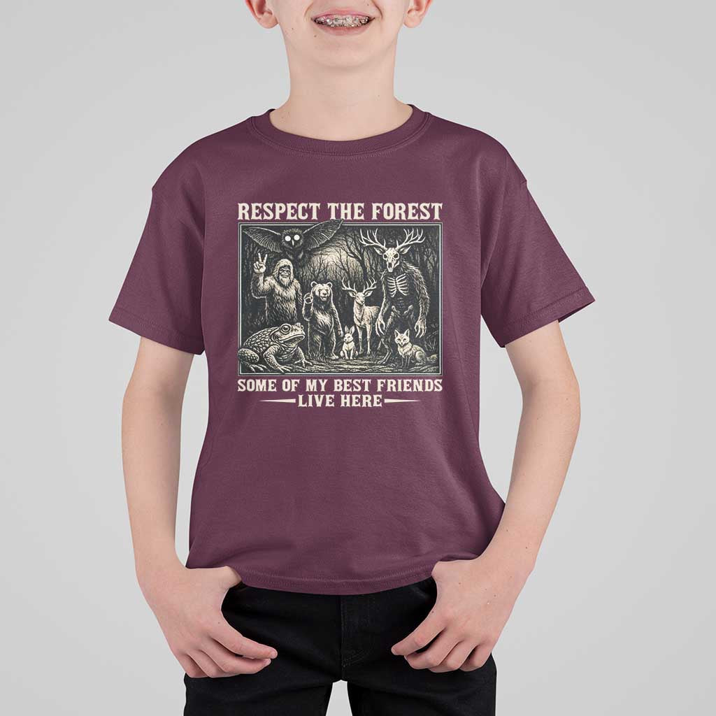 Respect The Forest My Best Friends Live Here T Shirt For Kid Cryptid Forest Lover