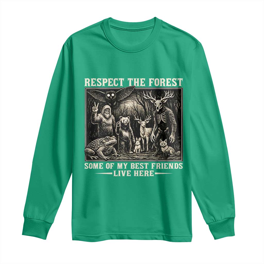 Respect The Forest My Best Friends Live Here Long Sleeve Shirt Cryptid Forest Lover