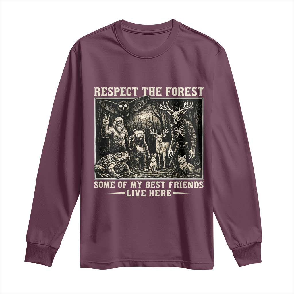 Respect The Forest My Best Friends Live Here Long Sleeve Shirt Cryptid Forest Lover
