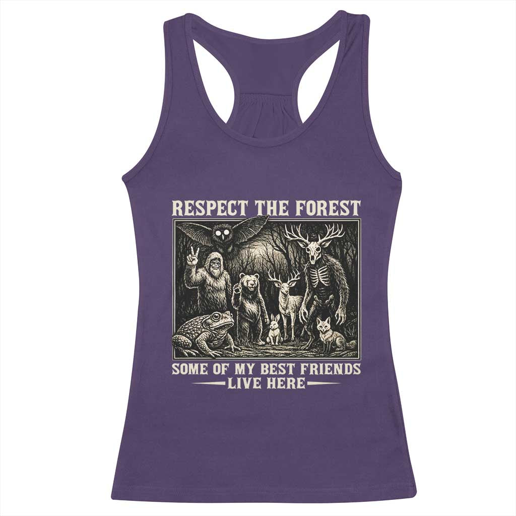 Respect The Forest My Best Friends Live Here Racerback Tank Top Cryptid Forest Lover