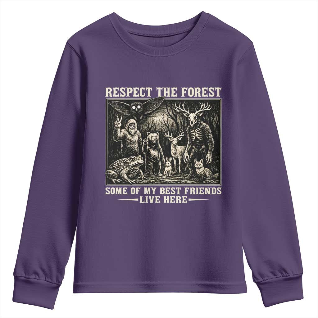 Respect The Forest My Best Friends Live Here Youth Sweatshirt Cryptid Forest Lover