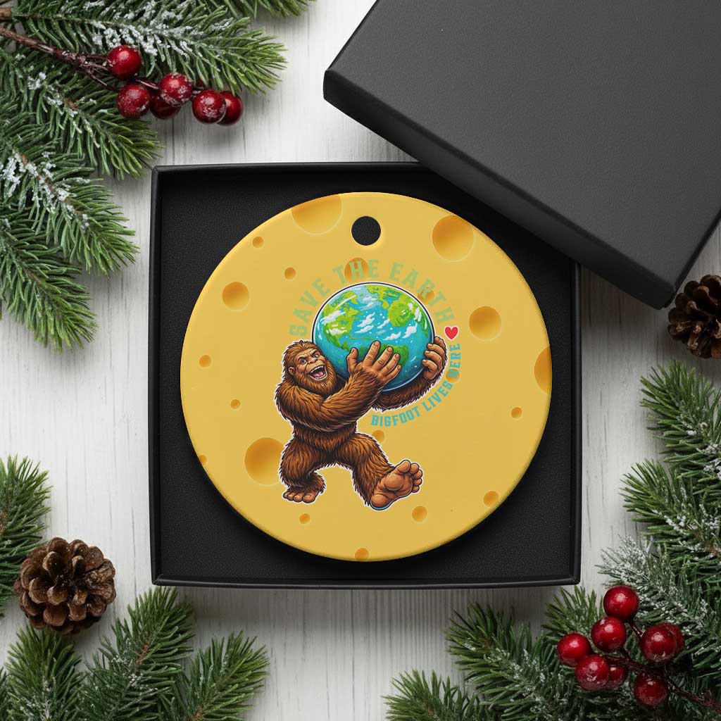 Earth Day Ceramic Ornament Save The Earth Bigfoot Lives Here