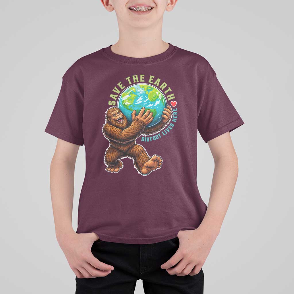 Earth Day T Shirt For Kid Save The Earth Bigfoot Lives Here